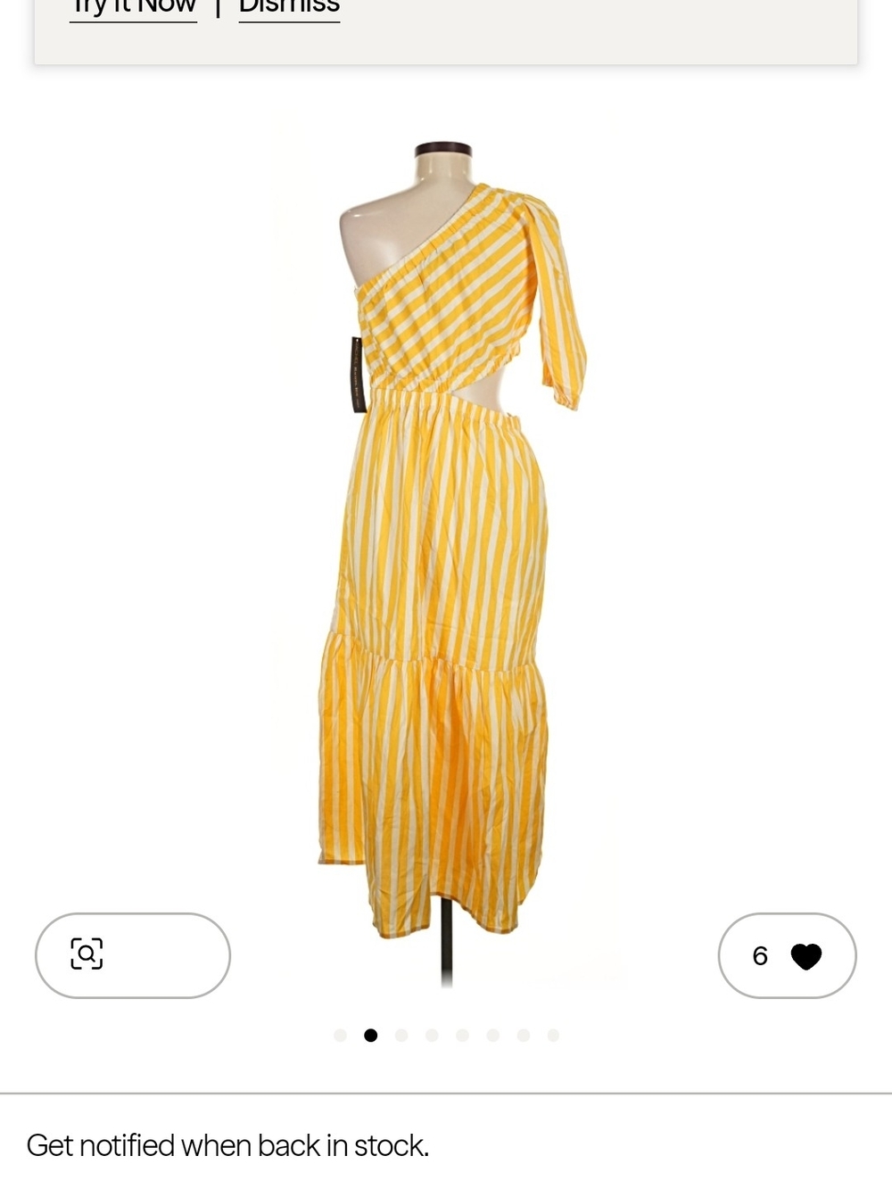 Yellow Striped One-Shoulder Cutout Maxi Dress